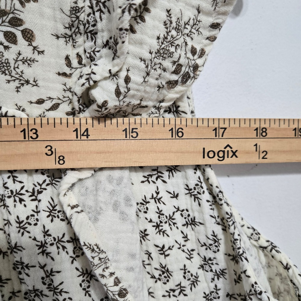 Lane Bryant Womens 20 White Brown Floral Ruffle Tiered Cotton Sleeveless Blouse - Picture 6 of 7